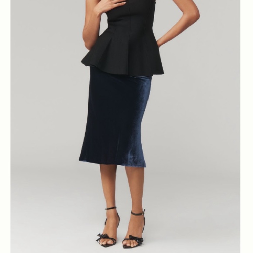 Anthropologie The Tilda Navy Velvet Slip Skirt